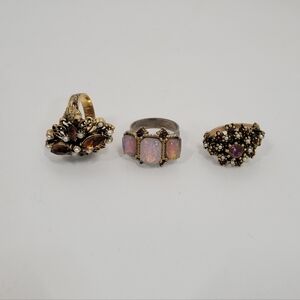 Lot Of 3 Vintage Adjustable Costume Jewelry Rings